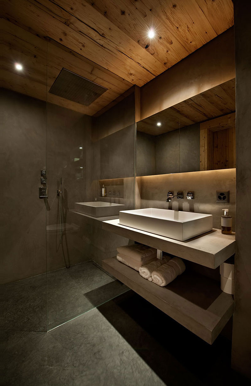 Détail de salle de bain dans un Chalet à Gstaad
